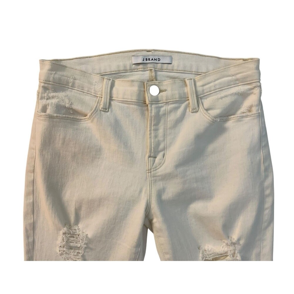 J Brand Women's size 29 Cream Super Skinny Divo Jeans Mid Rise Distressed - Picture 4 of 13